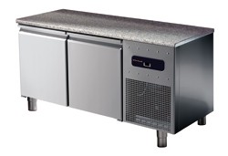 Tavolo freezer per pasticceria a 2 porte 600x400 mm con piano in granito, -10°/-25°C