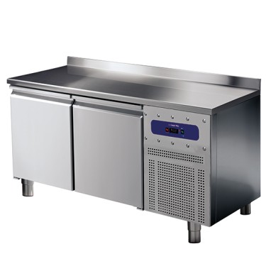 Tavolo freezer 600 mm a 2 porte con alzatina, -10°/-20°C