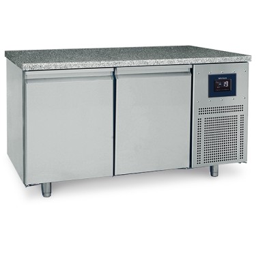 Tavolo freezer pasticceria a 2 porte 600x400 mm, piano in granito, -10°/-22°C - WiFi