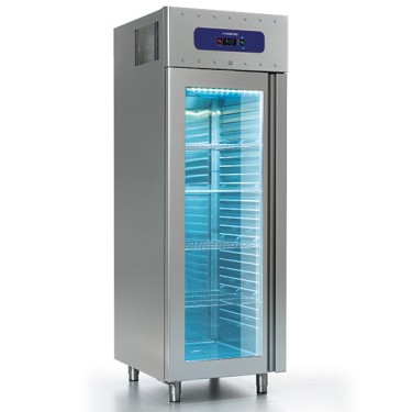 congelatore da 700 litri in inox con porta in vetro, GN 2/1, -10°/-22°C, 85 mm isolamento