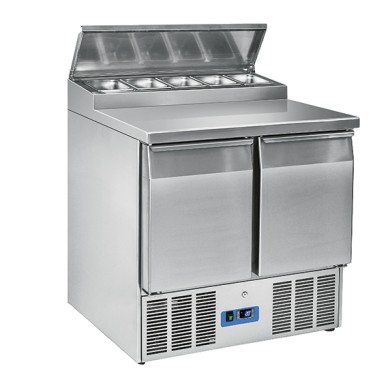 Banco di preparazione refrigerato professionale 2 porte gn 1/1 capacità vani 260 litri temperatura +2 °c/+10 °c