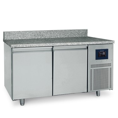 Tavolo freezer pasticceria a 2 porte 600x400 mm, piano in granito con alzatina, -10°/-22°C - WiFi