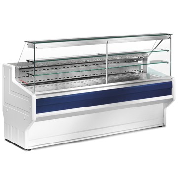 Banco refrigerato professionale statico da 3000 mm con vetro retto, +4°/+6°C