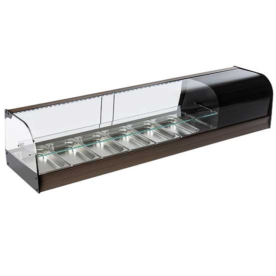 Refrigerated display unit for tapas with double glass shelf
