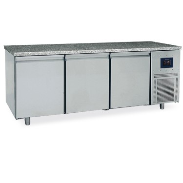 Tavolo freezer pasticceria a 3 porte 600x400 mm, piano in granito, -10°/-22°C - WiFi