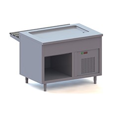 Counters with refrigerated top on open support