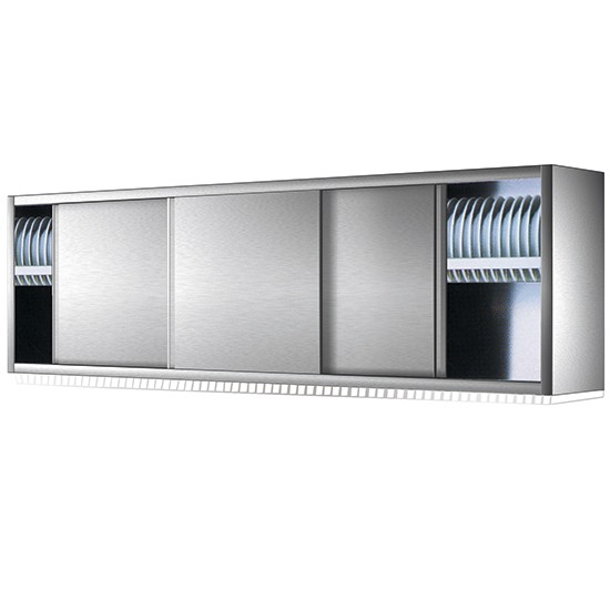 Wall cabinet with sliding door and dish drainer