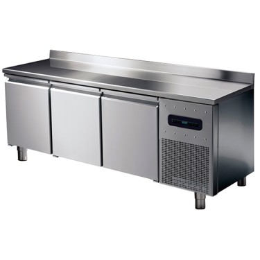Tavolo congelatore pasticceria 3 porte con 8 guide 60x40 cm. piano in inox e alzatina, -10 °c/-20 °c